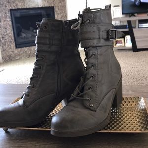 Rustic grey boots. Great for fall season